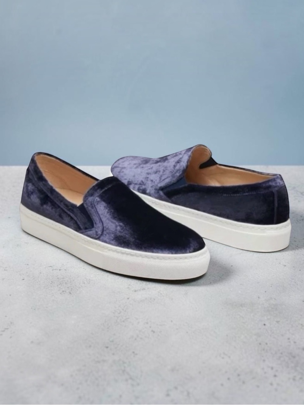 M. GEMI CERCHIO CRUSHED VELVET BLUE SNEAKERS SIZE 40 ITALY